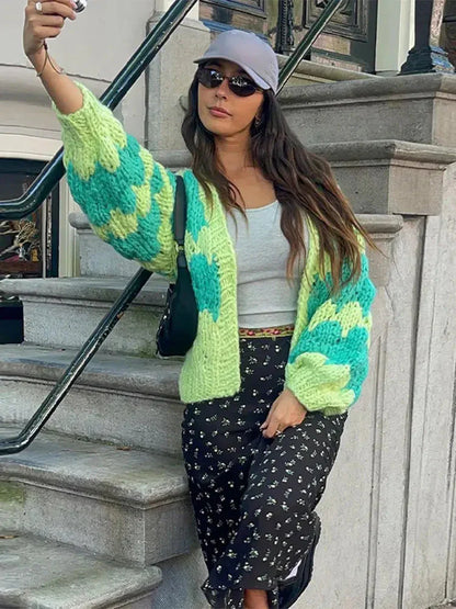 Lång Kofta Dam Öppen Stickad Mjuk Akrylblandning 2