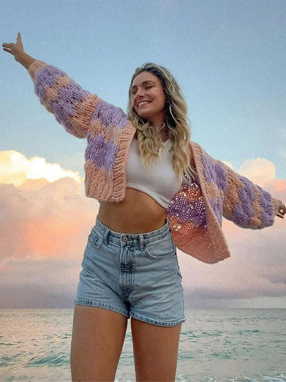 Lång Kofta Dam Öppen Stickad Mjuk Akrylblandning 9