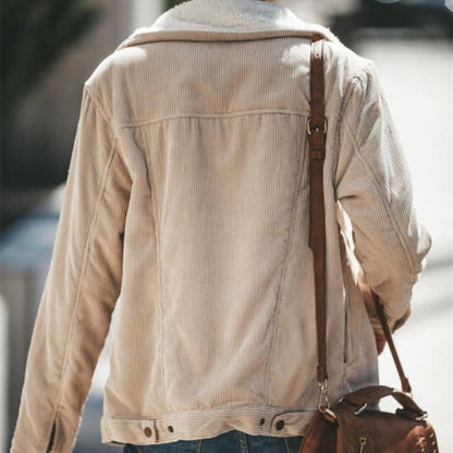 Dam Sladdjacka Sherpa-foder Ribbad Detalj-4