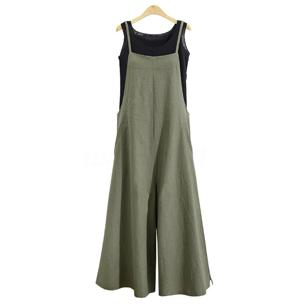 Variant image for Dam Jumpsuit Avslappnad Dungarees 100% Bomull Bredbenad-1