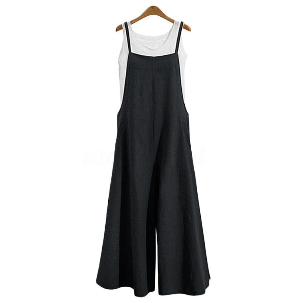 Variant image for Dam Jumpsuit Avslappnad Dungarees 100% Bomull Bredbenad-9