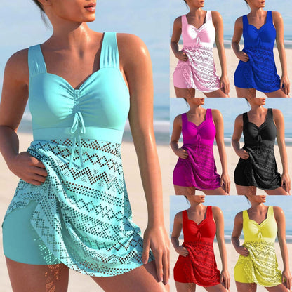 Dam Tankini Set Vadderade Korgar Polyester och Bomull-2