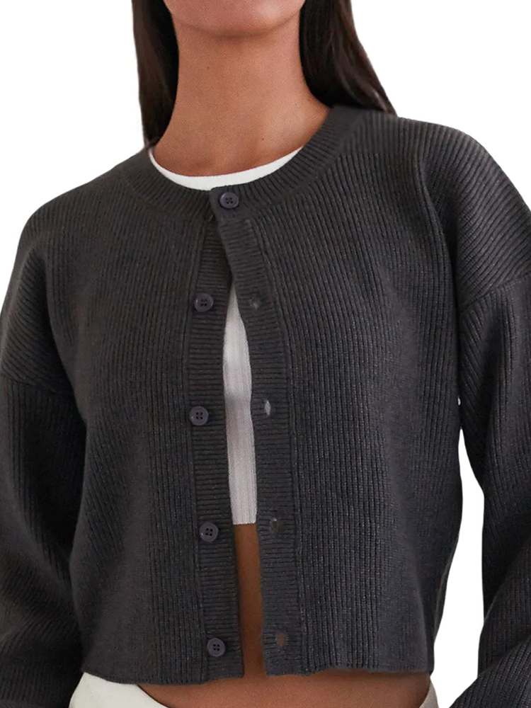 Variant image for Lång Kofta Dam Knappstängning Mjuk Stickad Design-10