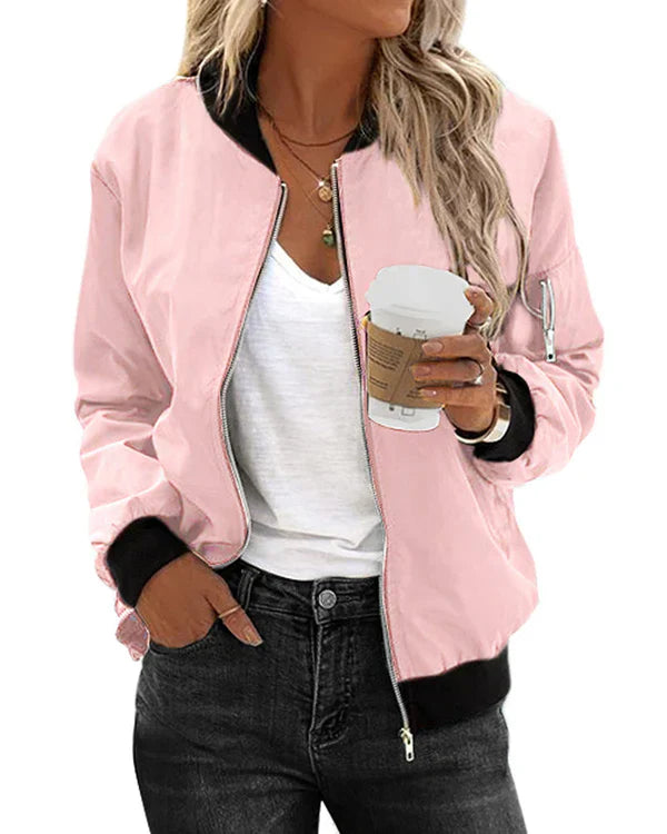 Klassisk Herrjacka Bomberjacka i Polyester med Fickor – Perfekt för Hösten, Normal Passform 9