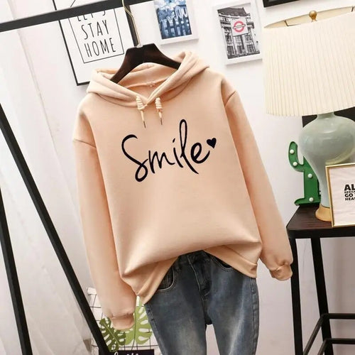 Dam Hoodie med Leende Design Mjuk Tyg 1