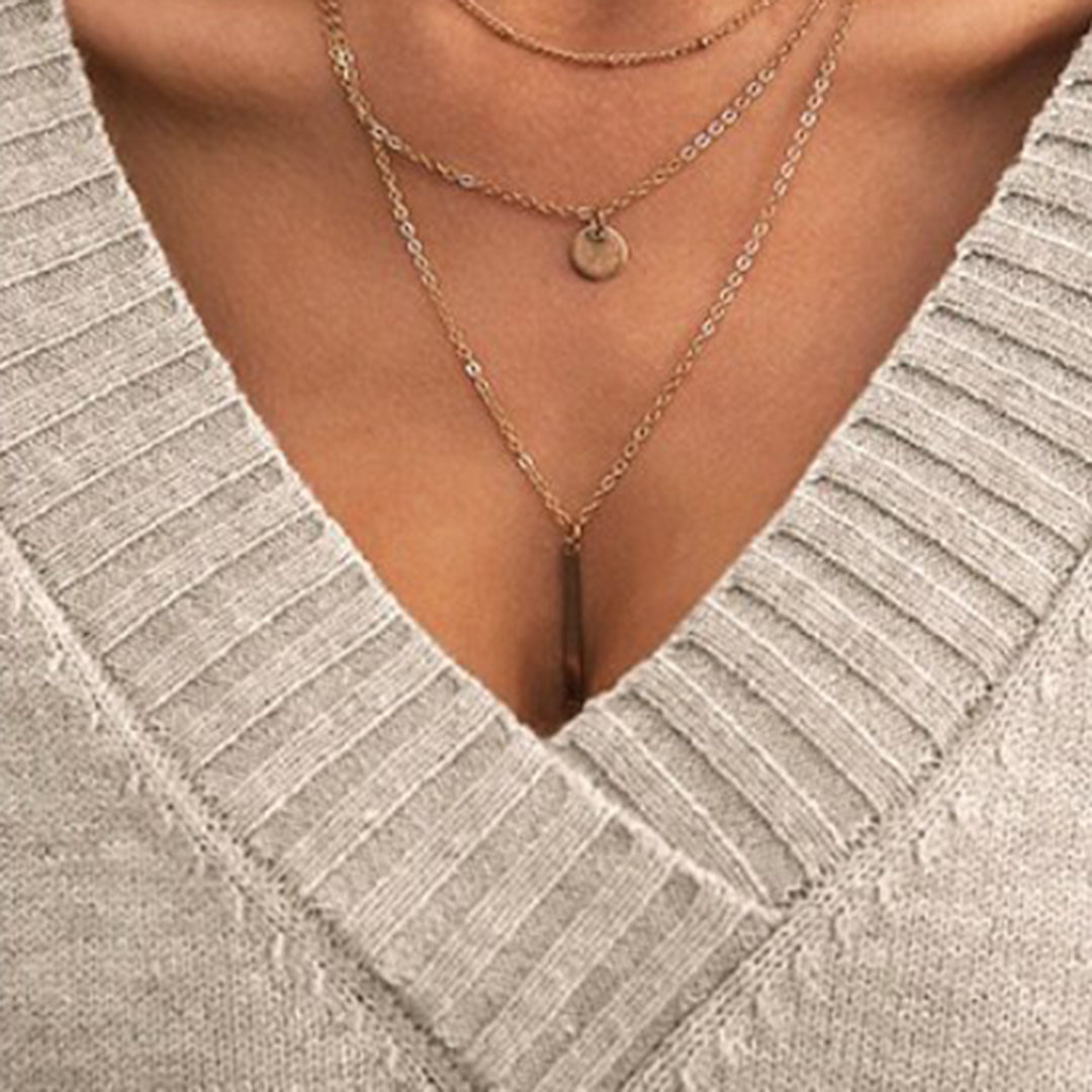 Dam Tröja V-ringad Mjuk Värmande Tyg-4