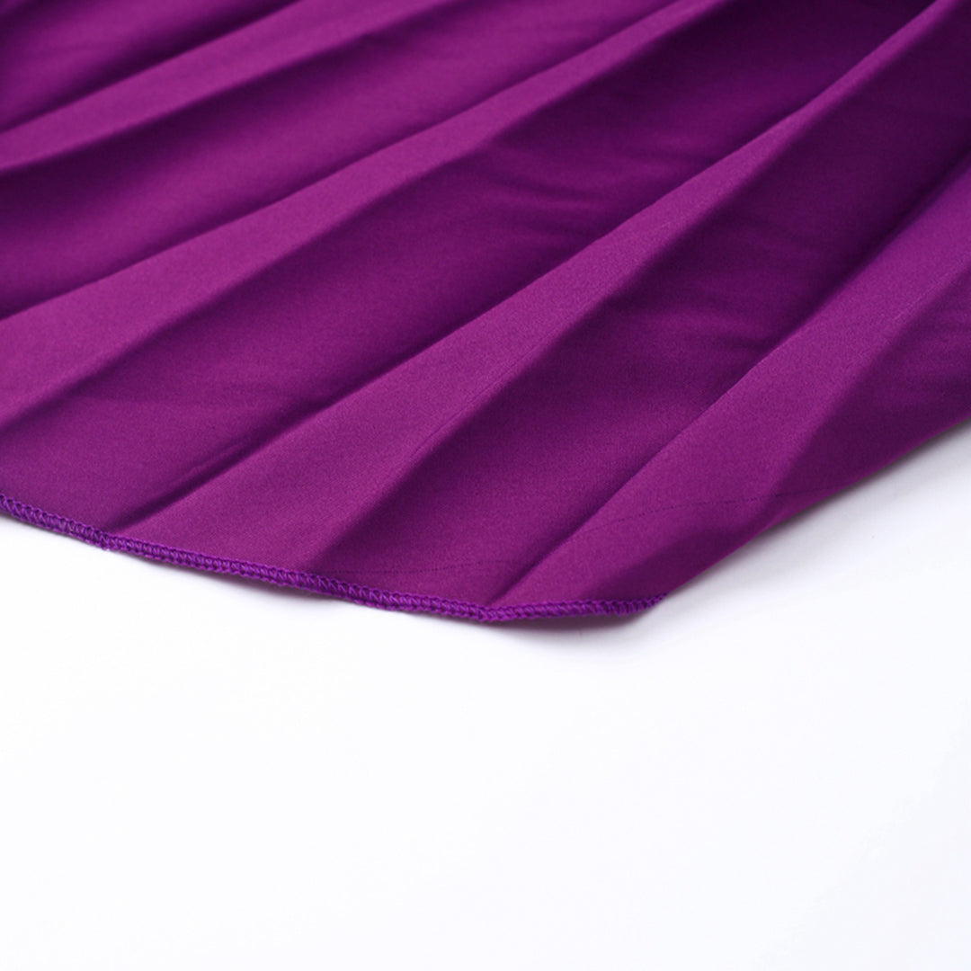 Kvinnors Veckad Klänning Sned Halsringning Högkvalitativt Tyg-4