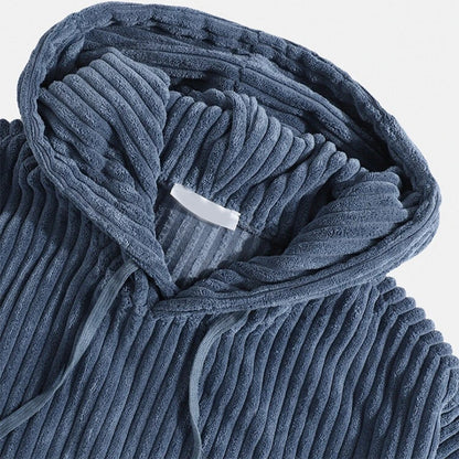 Hoodie Herr Modern Mjuk Polyester med Huva och Ribbade Detaljer 5