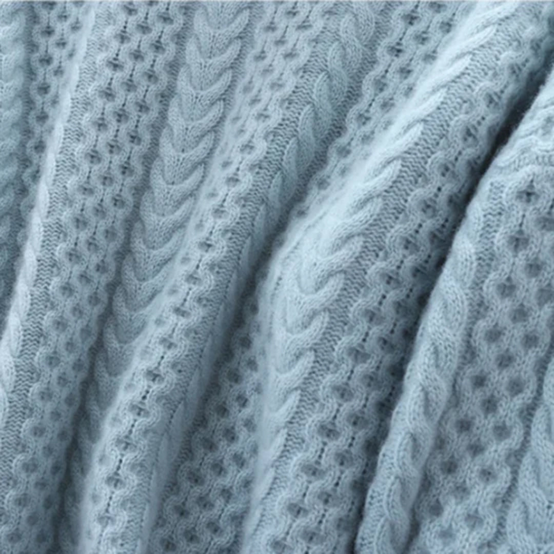 Stickad Dam Turtleneck Tröja i Ullblandning med Ribbstruktur – Mörkblå, Bordeaux och Grå, Figur-Hugging Passform 5