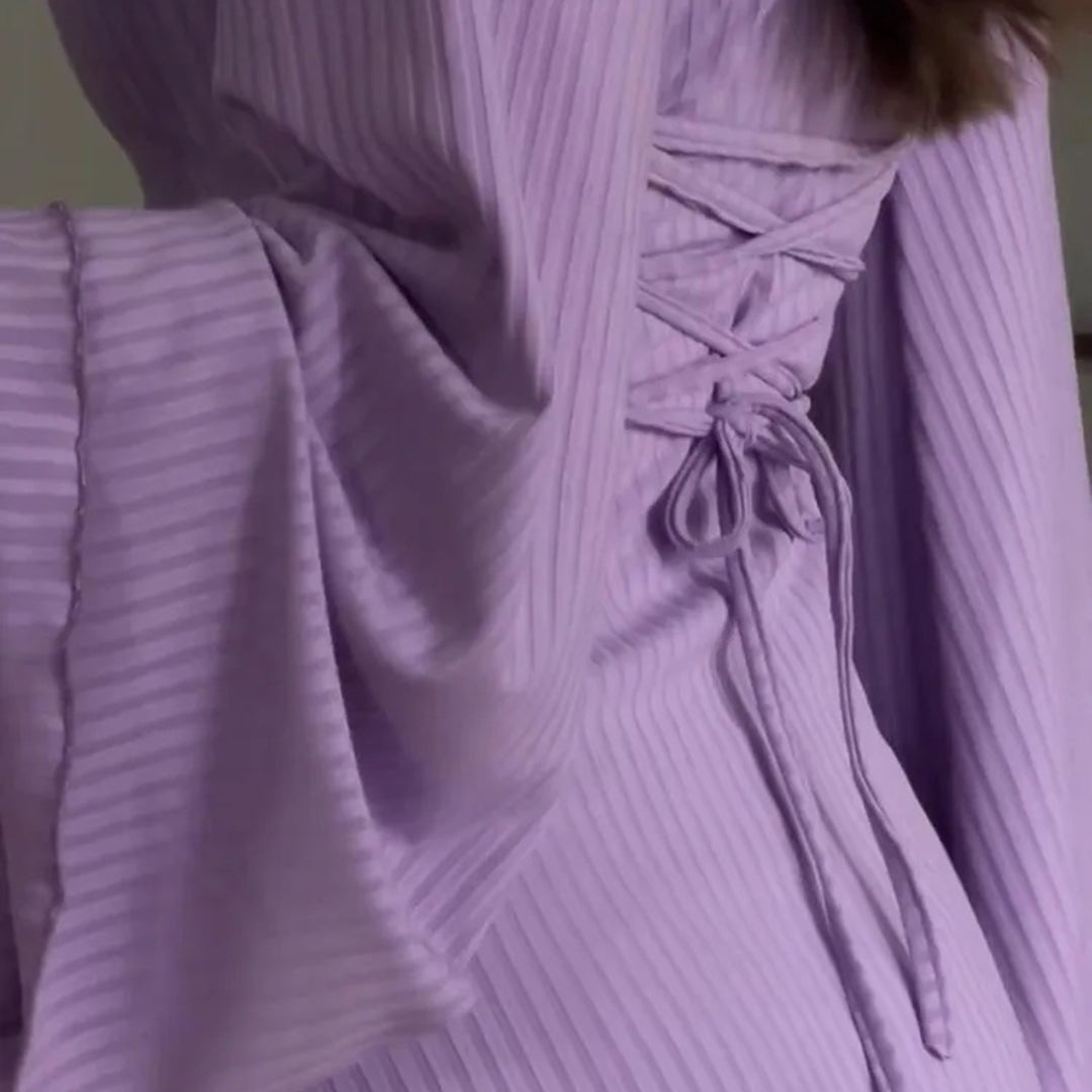 Maxiklänning Dam Ribbstickad Elegant Silhuett-4