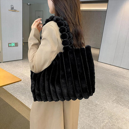 Dam Handväska Plysch Elegant och Funktionell Med Flera Fack-2