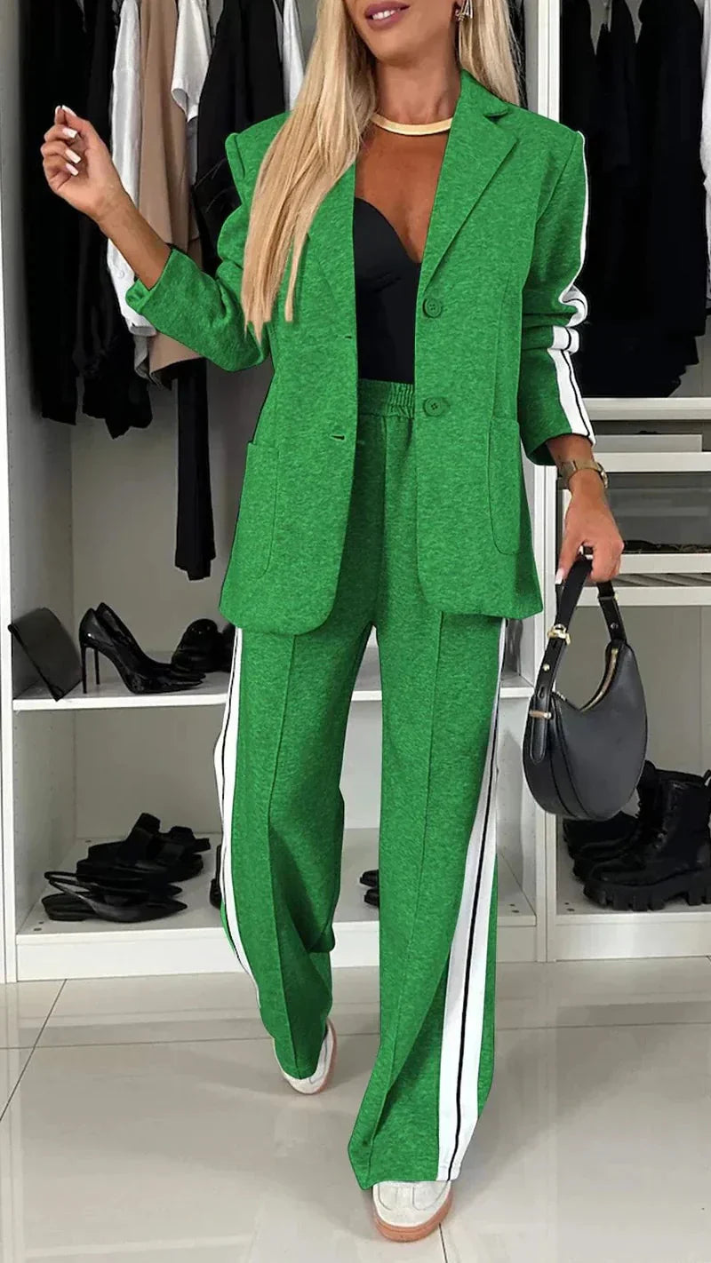 Variant image for Dam Blazer och Bred Joggingbyxor Set Högkvalitativ Polyester-25
