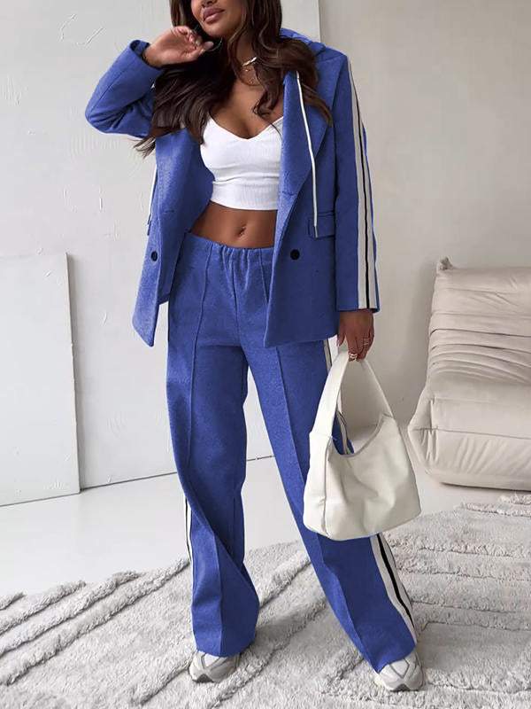 Dam Blazer och Bred Joggingbyxor Set Högkvalitativ Polyester-4