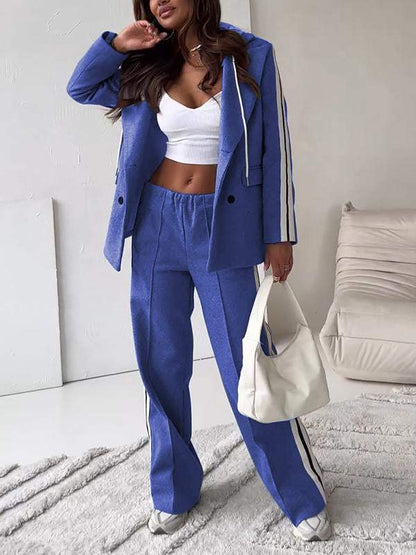 Dam Blazer och Bred Joggingbyxor Set Högkvalitativ Polyester-4