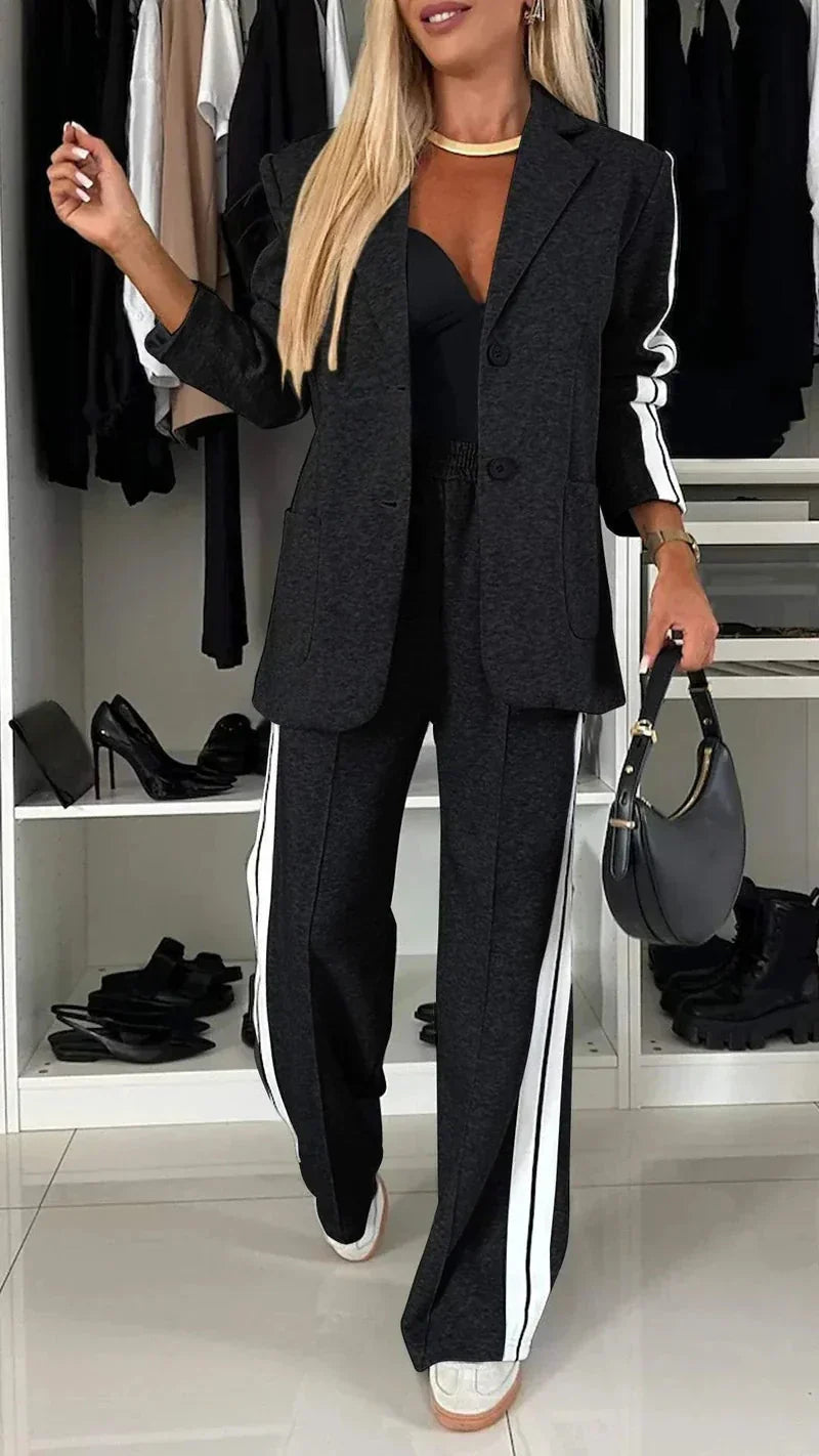 Variant image for Dam Blazer och Bred Joggingbyxor Set Högkvalitativ Polyester-19