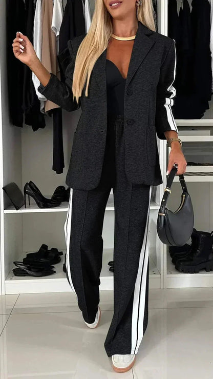 Variant image for Dam Blazer och Bred Joggingbyxor Set Högkvalitativ Polyester-19