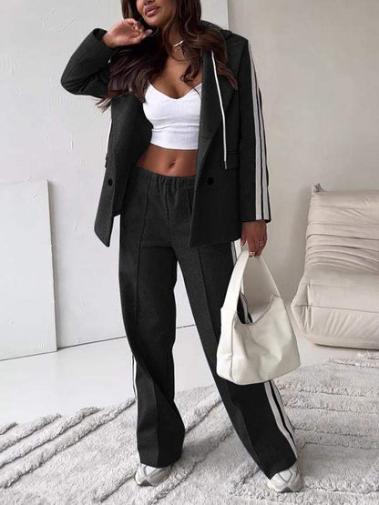 Dam Blazer och Bred Joggingbyxor Set Högkvalitativ Polyester-5