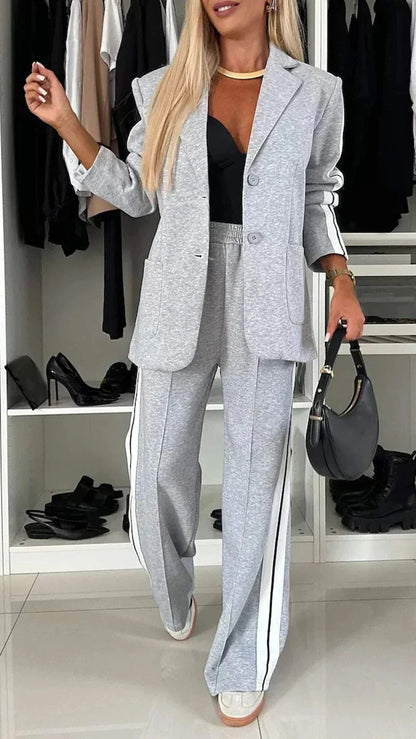 Variant image for Dam Blazer och Bred Joggingbyxor Set Högkvalitativ Polyester-1