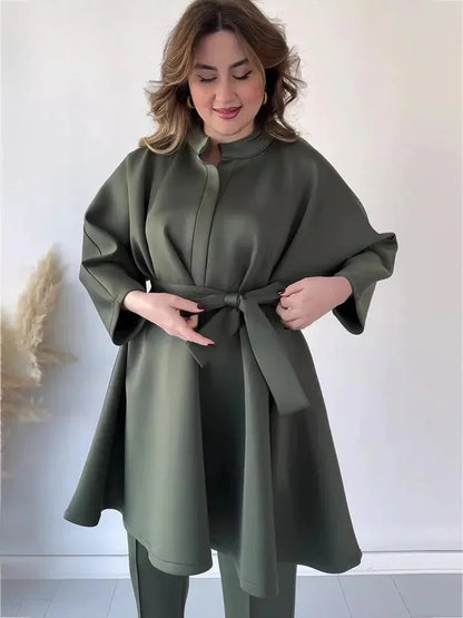 Tvådelat Set Dam Långärmad Byxa Högkvalitativt Tyg-2