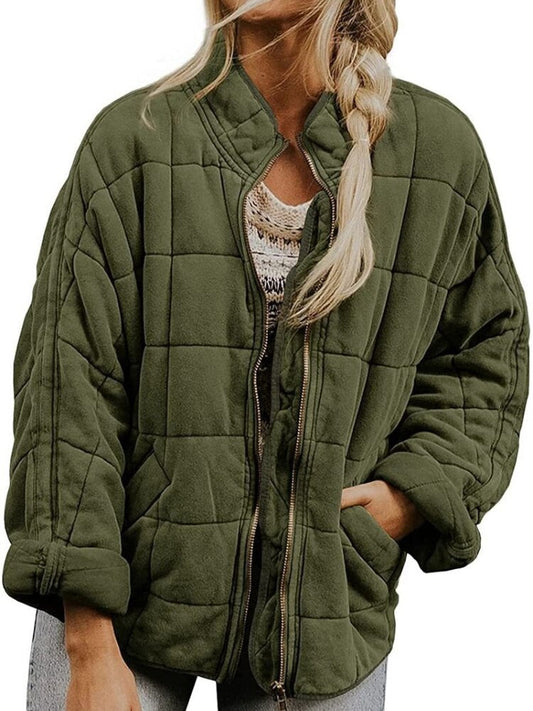 Damjacka Quiltrad Midjelängd Polyester med Fickor-1