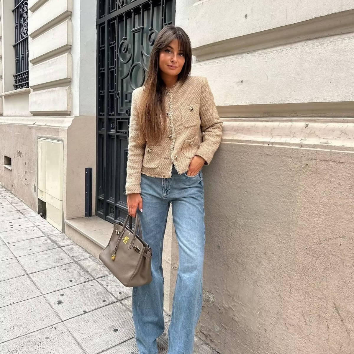 Kvinna Kortjacka Elegant Tweed 2