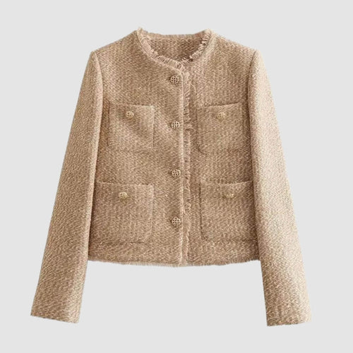 Kvinna Kortjacka Elegant Tweed 1