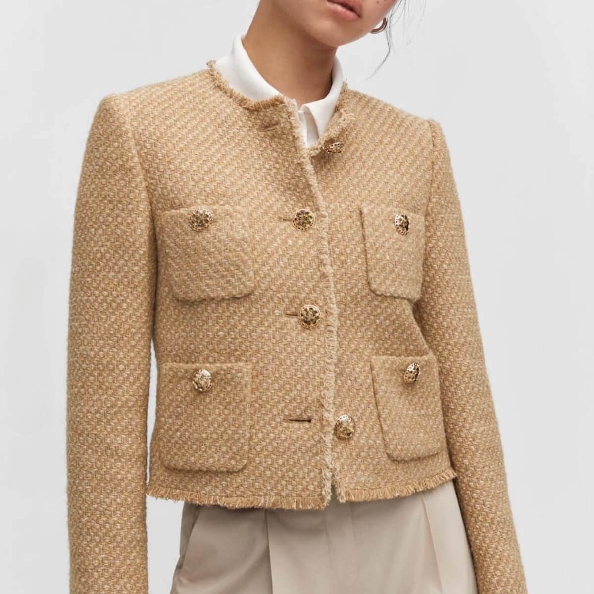 Kvinna Kortjacka Elegant Tweed 4