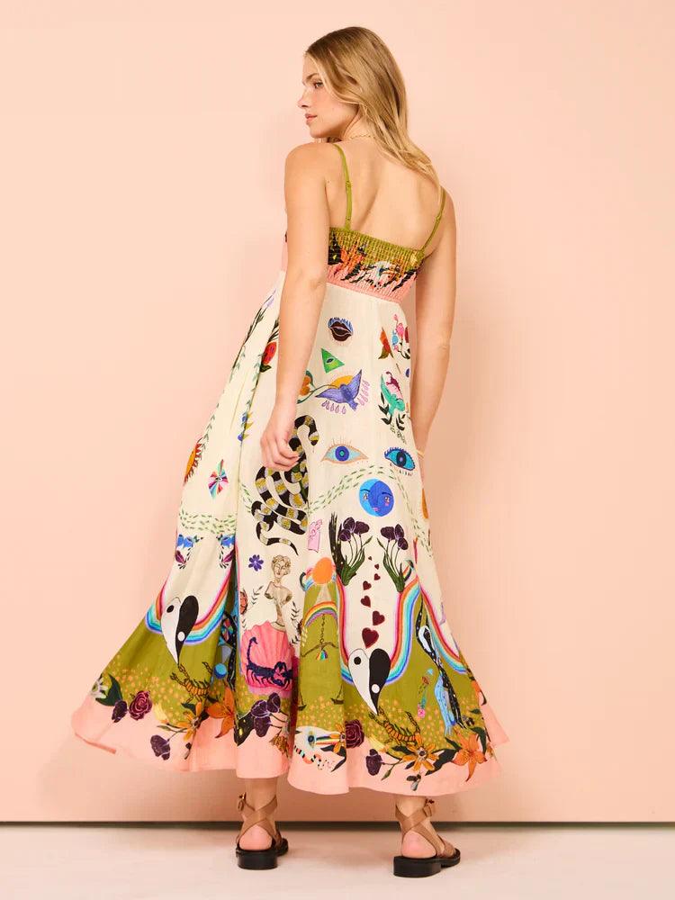 Kvinnors Ärmlös Flödande Klänning Lätt Material-2