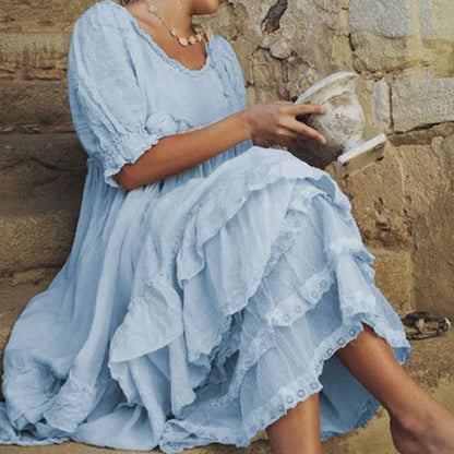 Variant image for Dam Maxiklänning Vintage Stil Lätt Linne och Bomull-1