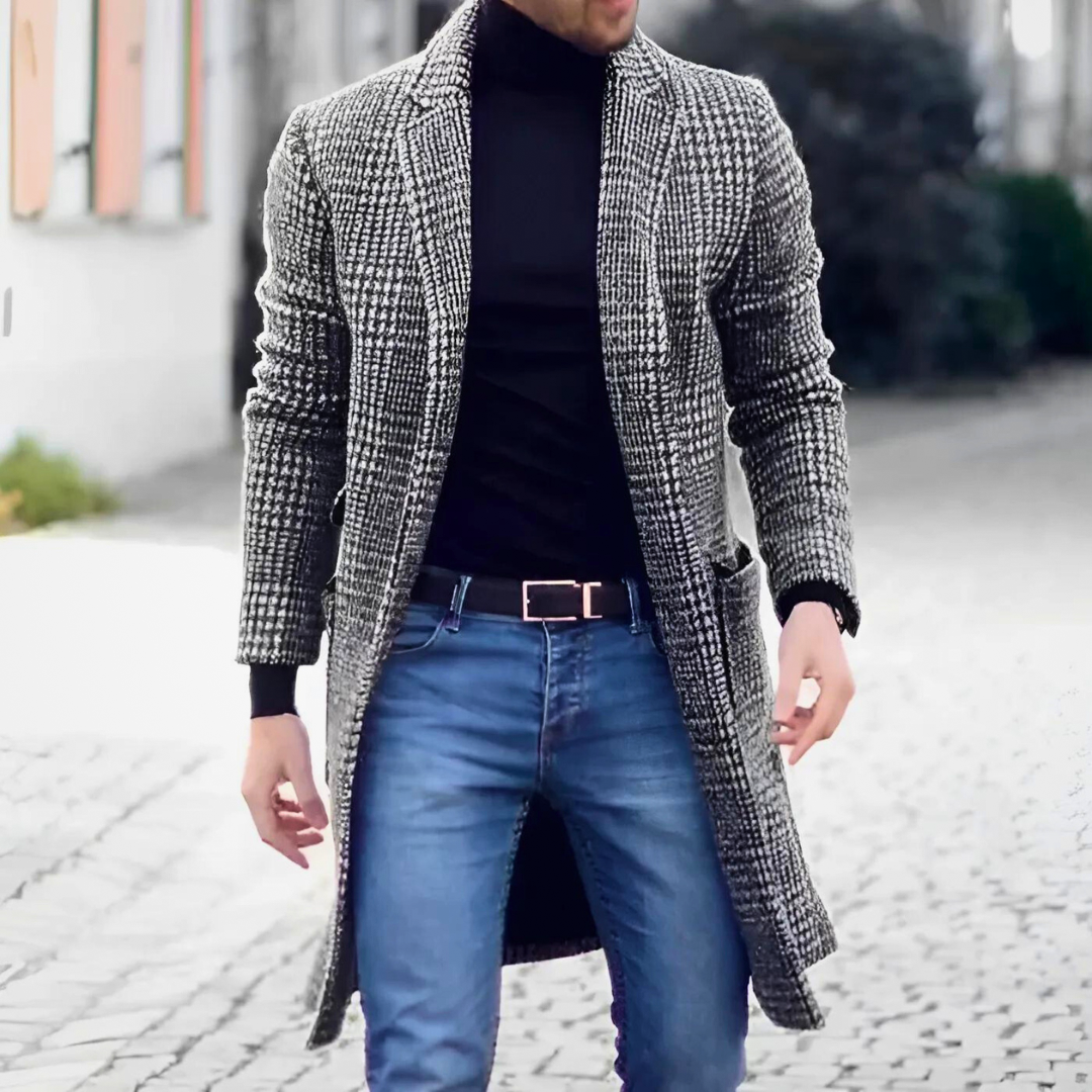 Lång Vinterrock Dam Elegant Högkvalitativt Tyg-2