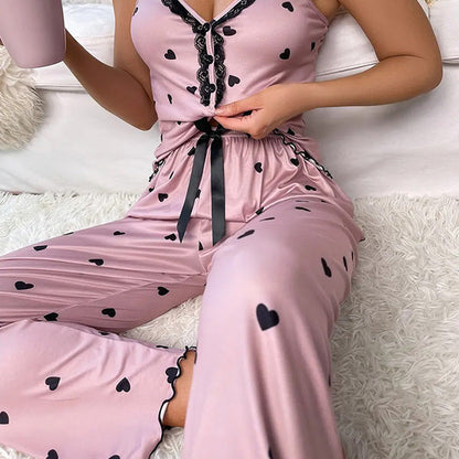 Dam Pyjamas Set Mjuk Bomullsblandning Elegant Design-5
