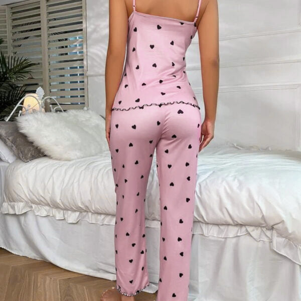 Dam Pyjamas Set Mjuk Bomullsblandning Elegant Design-2