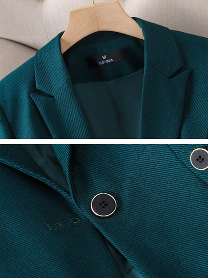 Dam Blazer Set Skräddarsydd Acetat Elastan med Dubbla Sidofickor-2