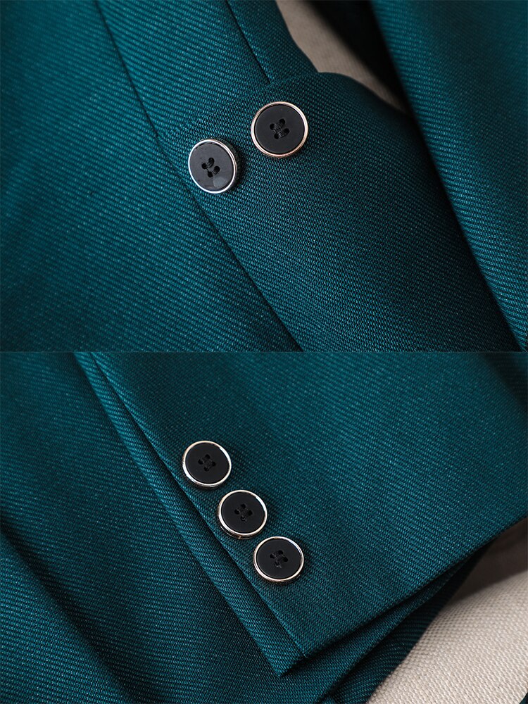 Dam Blazer Set Skräddarsydd Acetat Elastan med Dubbla Sidofickor-3