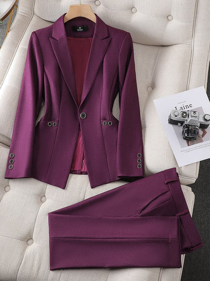Variant image for Dam Blazer Set Skräddarsydd Acetat Elastan med Dubbla Sidofickor-16