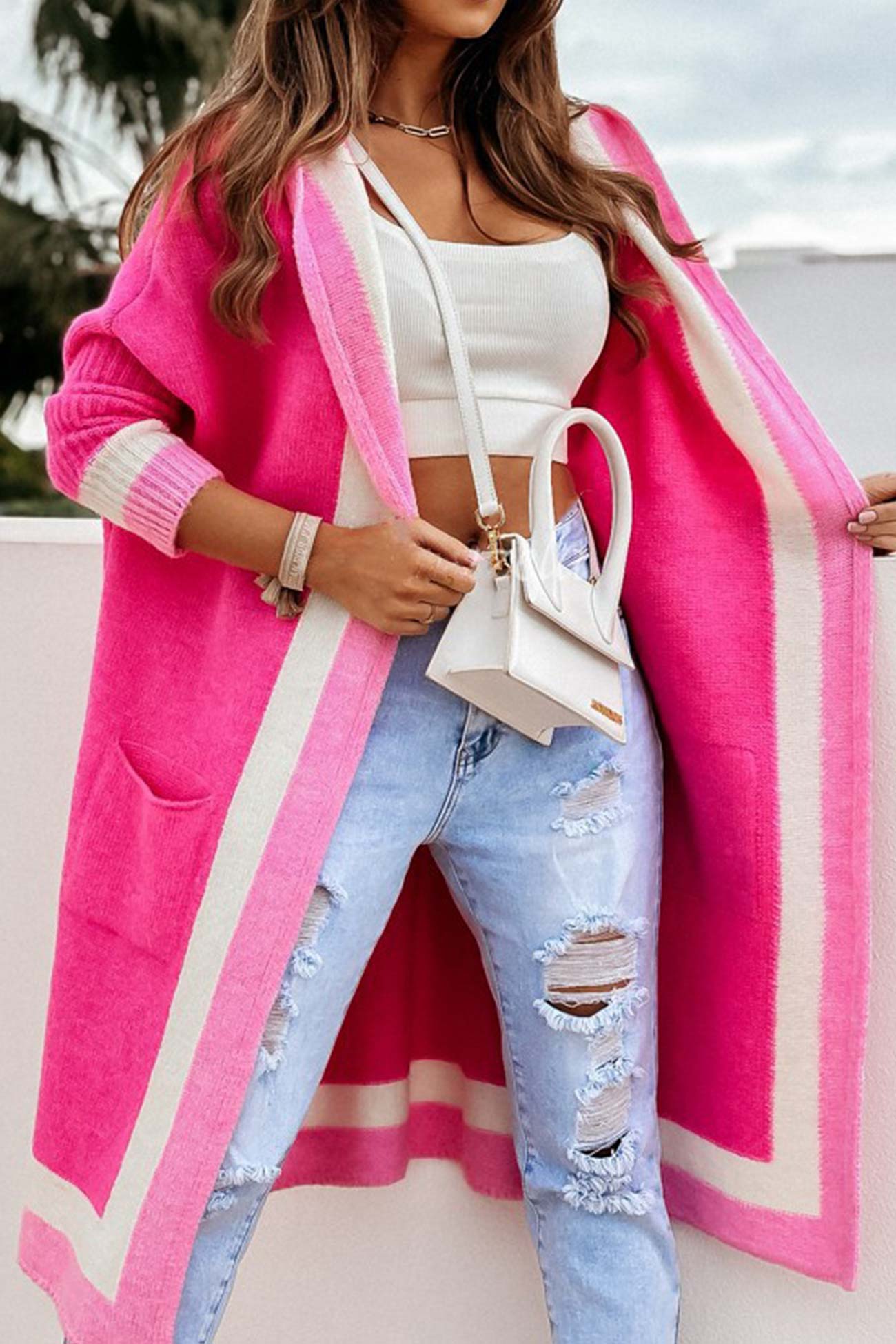 Variant image for Dam Hooded Cardigan Figurnära Mjuk Sherpa-1