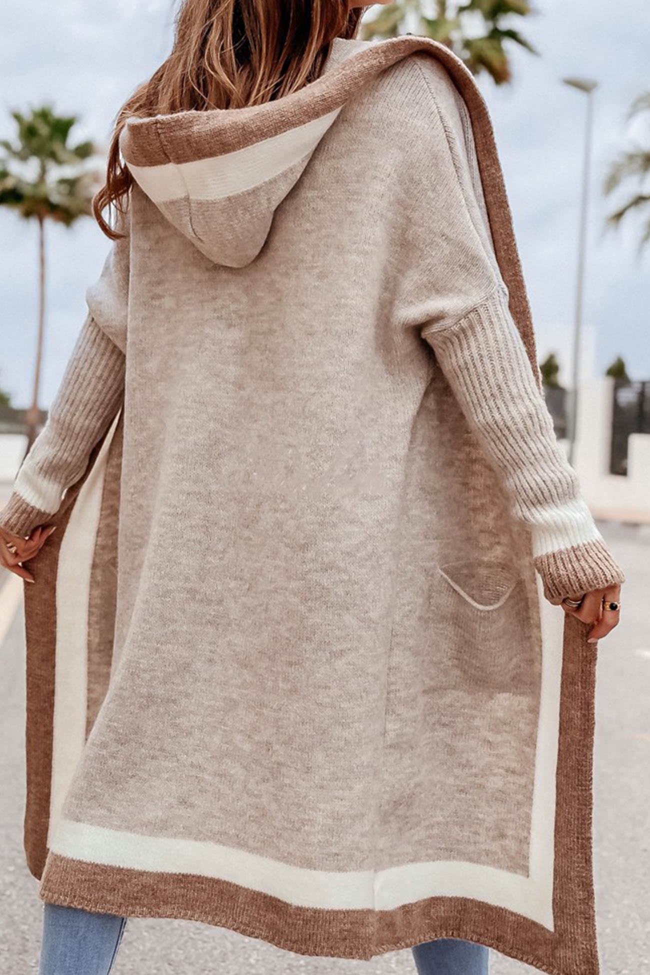 Variant image for Dam Hooded Cardigan Figurnära Mjuk Sherpa-16