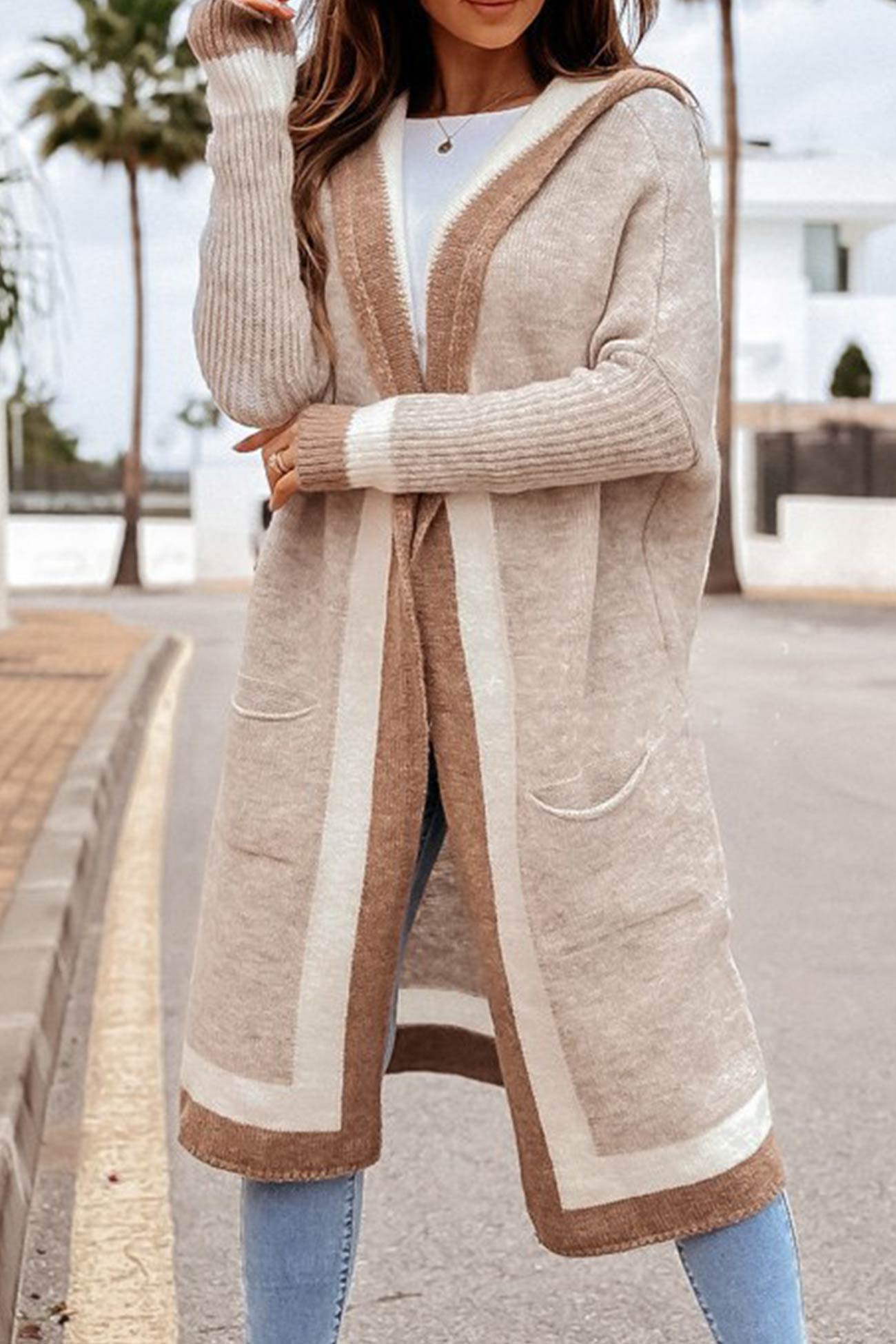 Variant image for Dam Hooded Cardigan Figurnära Mjuk Sherpa-15