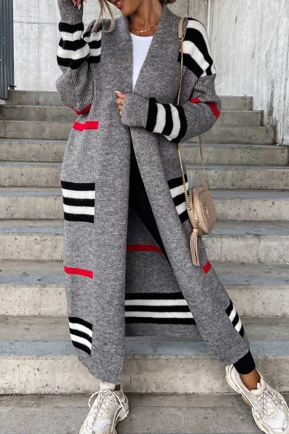 Dam Lång Kofta Med Frontöppning Mjuk Akryl-3