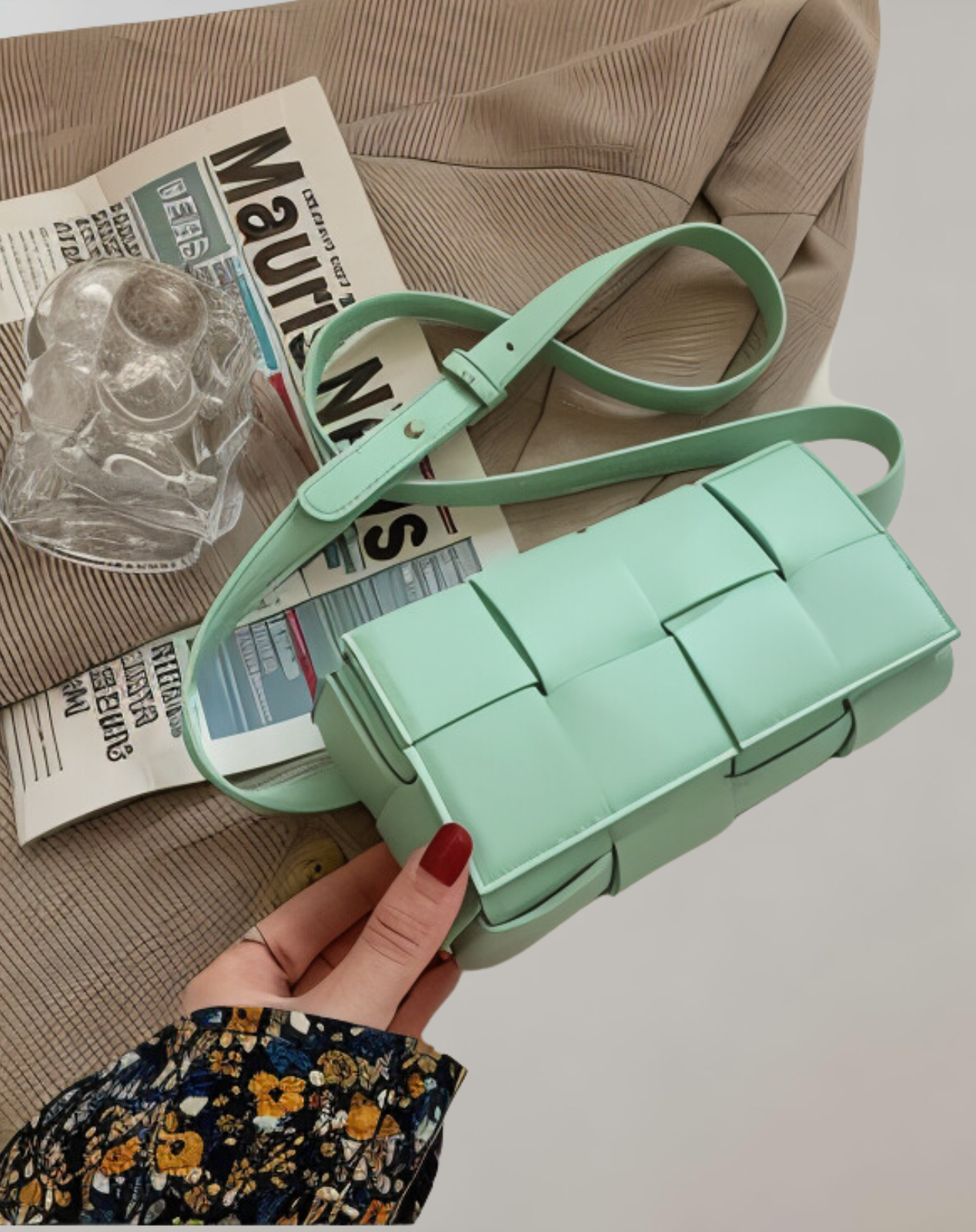 Variant image for Dam Axelväska Flätad Veganskt Läder Med Justerbar Rem-8