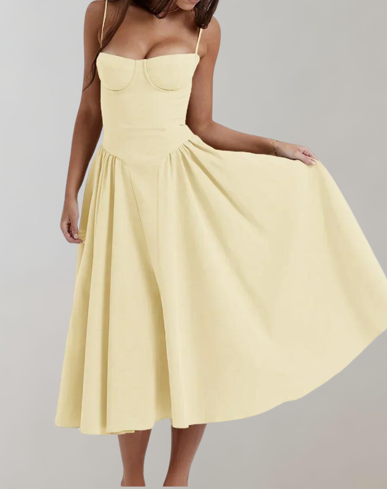 Cocktailklänning Dam med Djup Halsringning och Figursmickrande Silhuett – Lätt Material för Bröllop och Fest 8