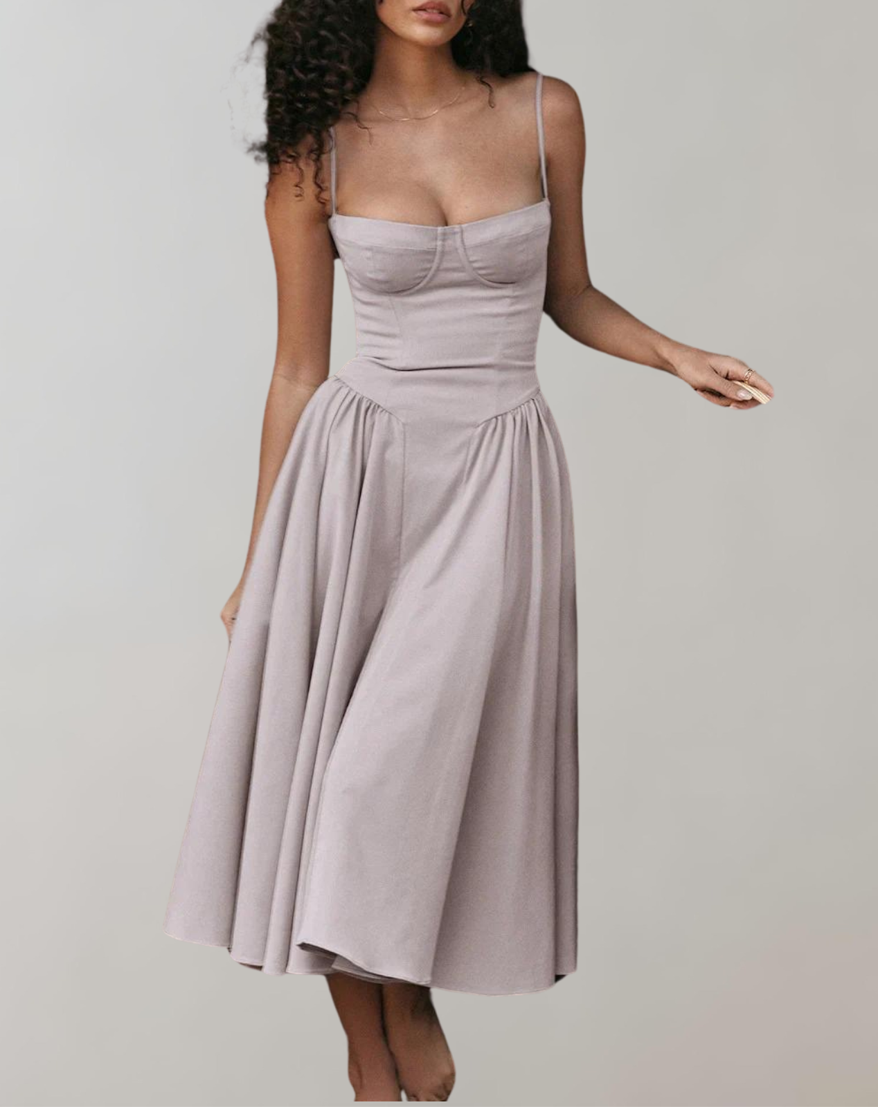 Cocktailklänning Dam med Djup Halsringning och Figursmickrande Silhuett – Lätt Material för Bröllop och Fest 10