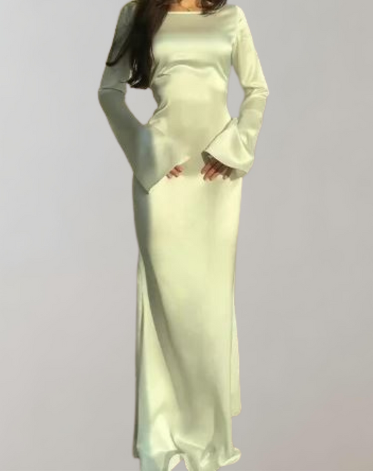 Kvinnors Aftonklänning Långärmad Golvlängd Glänsande Polyester-1