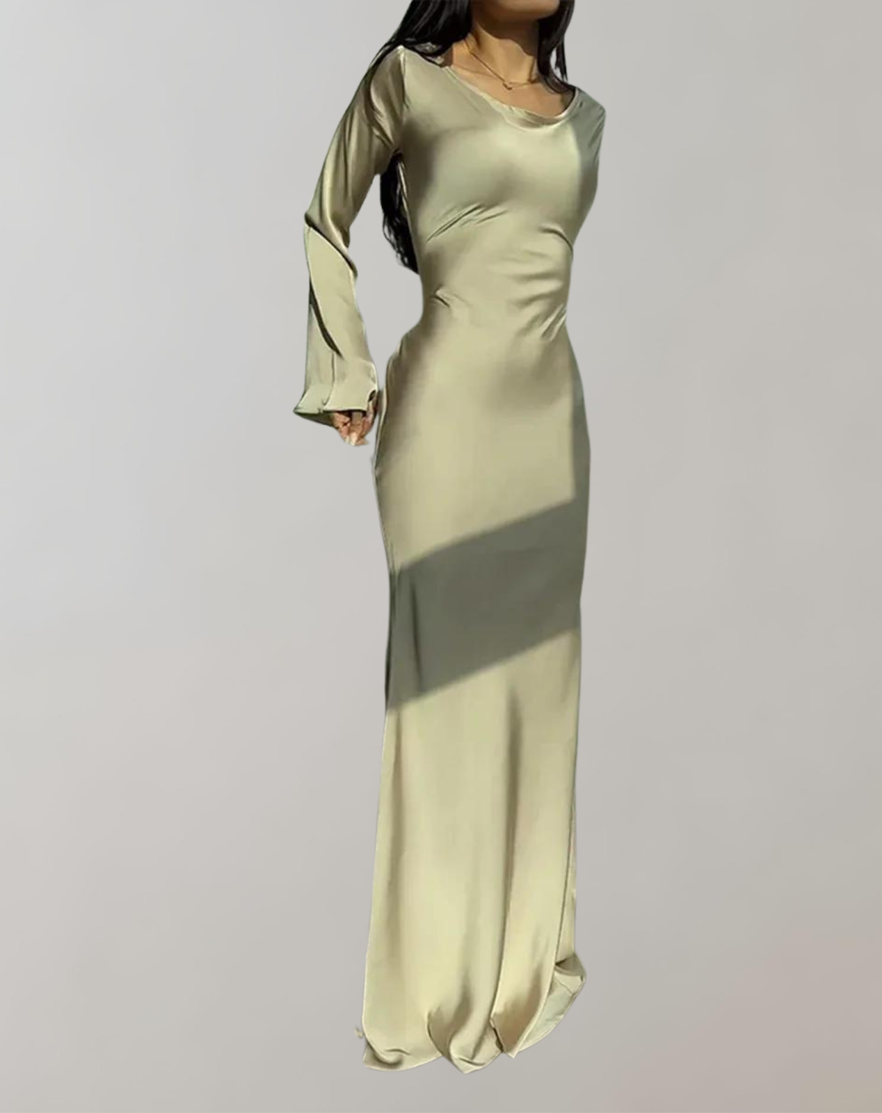 Kvinnors Aftonklänning Långärmad Golvlängd Glänsande Polyester-2