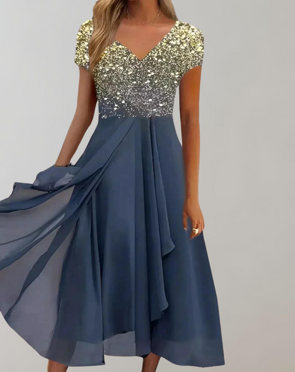 Variant image for Kvinnors Aftonklänning Blommig Chiffong Djupt V-hals-41