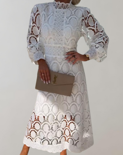 Variant image for Kvinna MIDI Klänning Höghalsad Spets-1