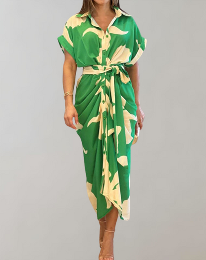 Damklänning Sommarstil Vändkrage Polyester Chic Design 7