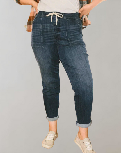 Dam Jeans Stretch Elastisk Denim Jogger-3