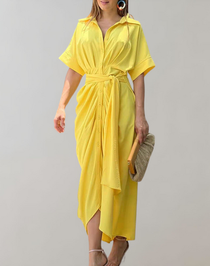 Damklänning Sommarstil Vändkrage Polyester Chic Design 11