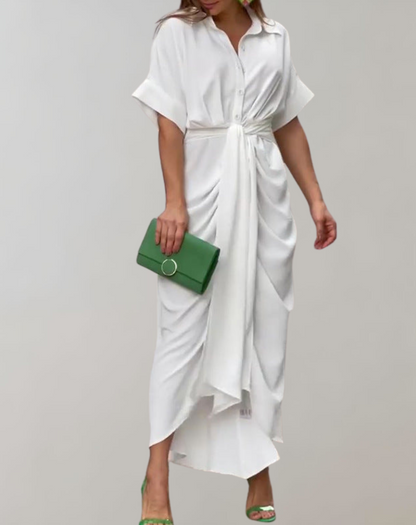 Damklänning Sommarstil Vändkrage Polyester Chic Design 2